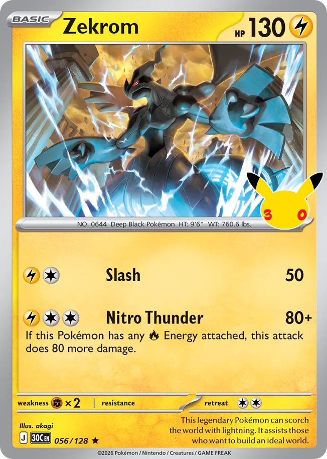 Zekrom 56/128 — 30th Celebration Pokémon card