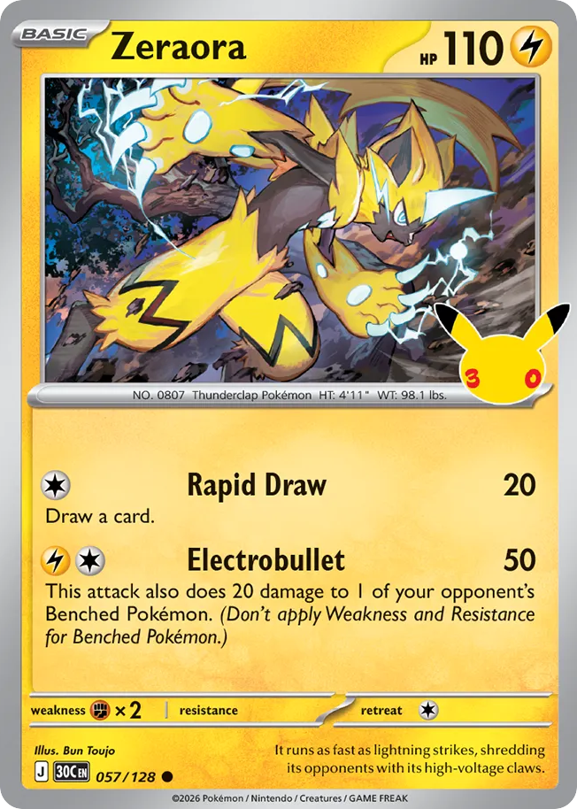 Zeraora 57/128 — 30th Celebration Pokémon card