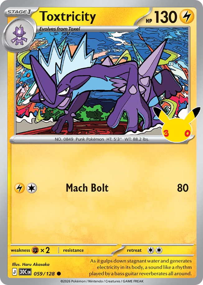 Toxtricity 59/128 — 30th Celebration Pokémon card