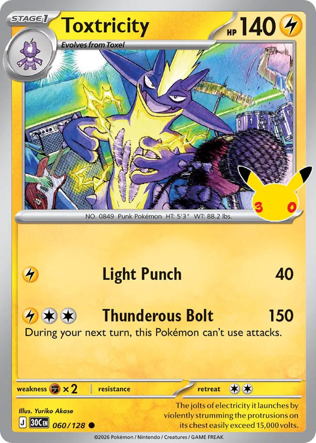 Toxtricity 60/128 — 30th Celebration Pokémon card