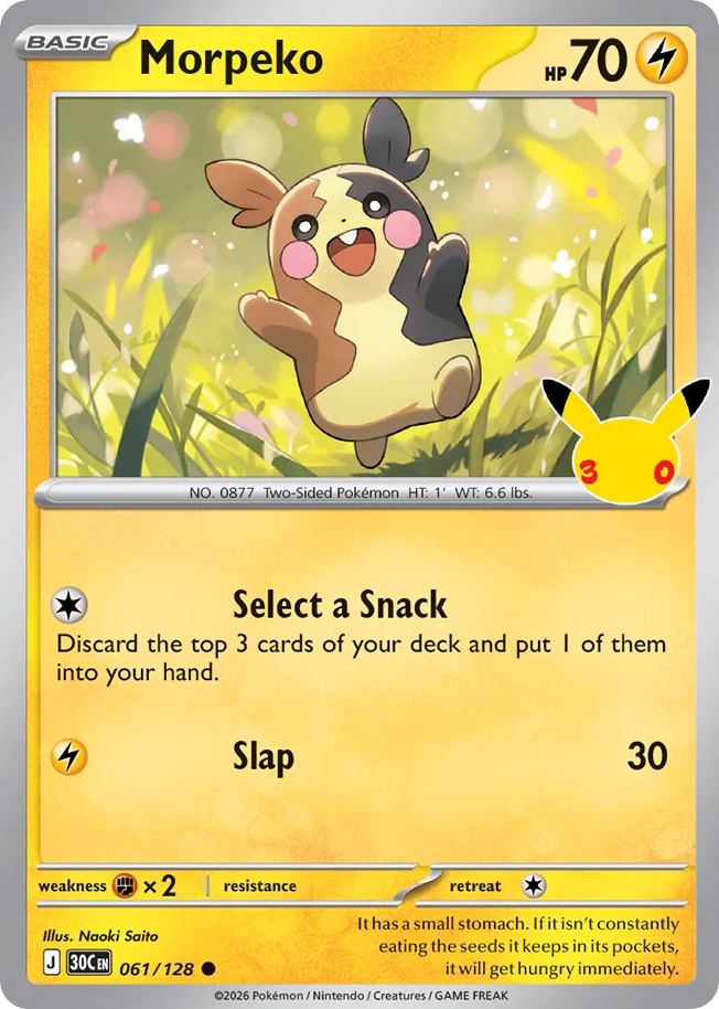 Morpeko 61/128 — 30th Celebration Pokémon card
