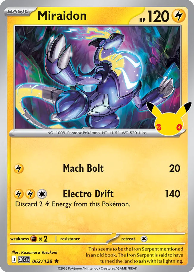 Miraidon 62/128 — 30th Celebration Pokémon card