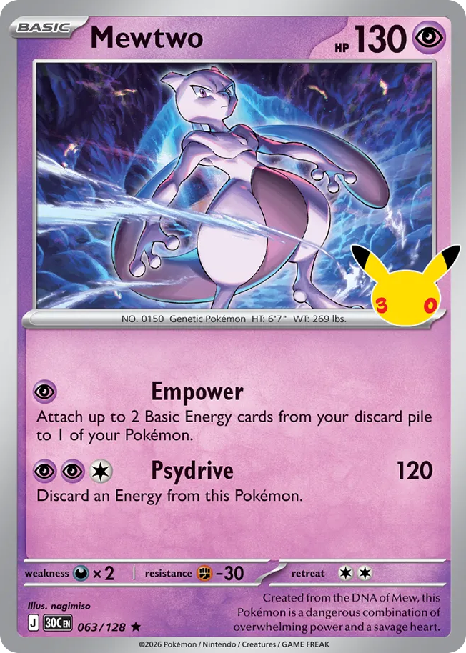 Mewtwo 63/128 — 30th Celebration Pokémon card