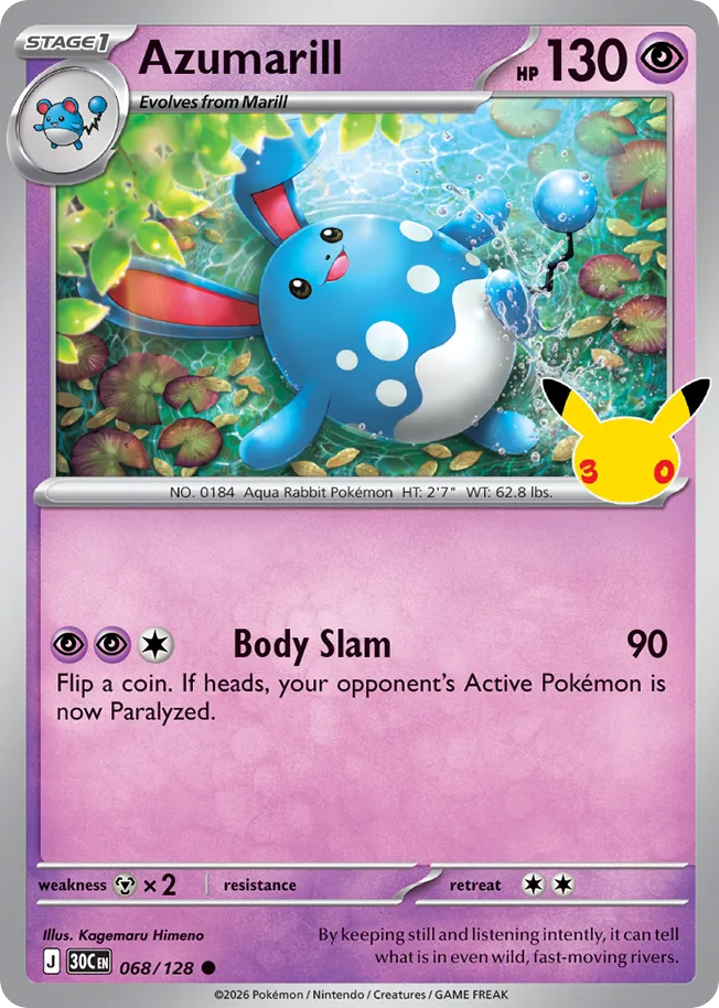 Azumarill 68/128 — 30th Celebration Pokémon card