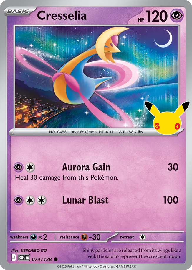 Cresselia 74/128 — 30th Celebration Pokémon card