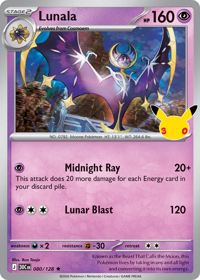 Lunala 80/128 — 30th Celebration Pokémon card