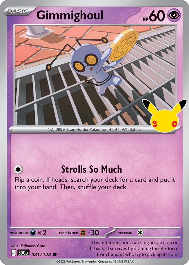 Gimmighoul 81/128 — 30th Celebration Pokémon card
