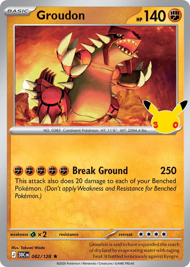 Groudon 82/128 — 30th Celebration Pokémon card