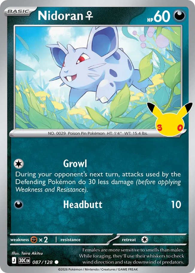 Nidoran ♀ 87/128 — 30th Celebration Pokémon card