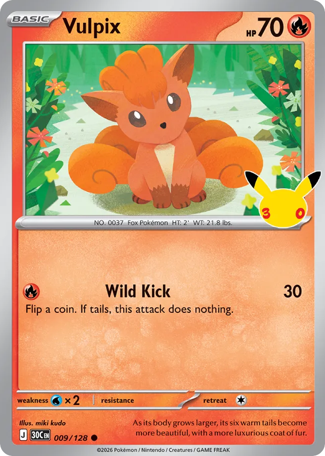 Vulpix 9/128 — 30th Celebration Pokémon card