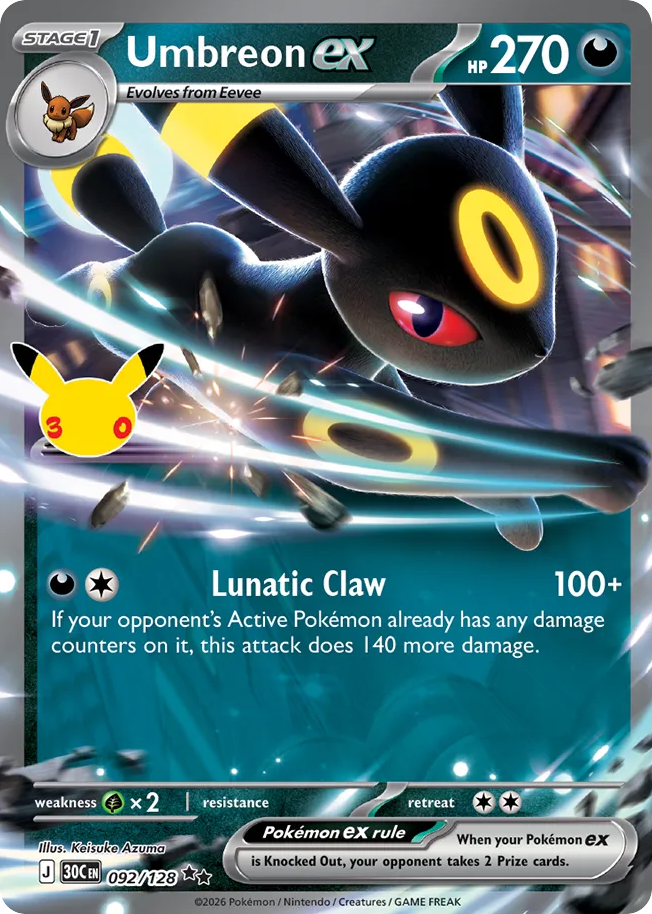 Umbreon ex 92/128 — 30th Celebration Pokémon card