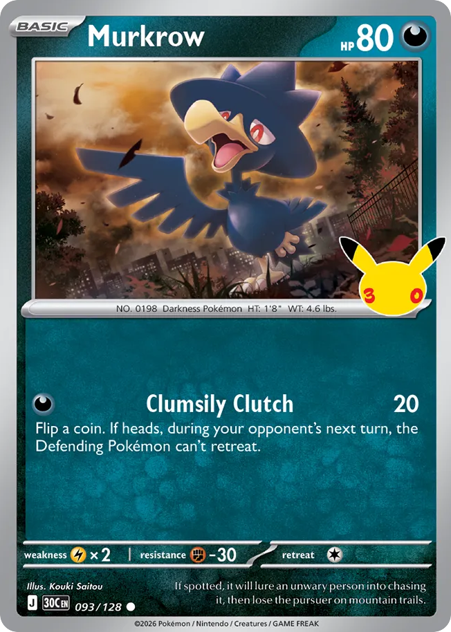 Murkrow 93/128 — 30th Celebration Pokémon card