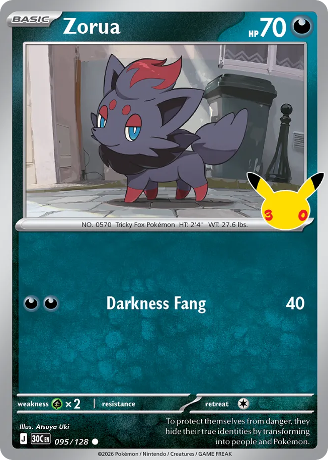 Zorua 95/128 — 30th Celebration Pokémon card