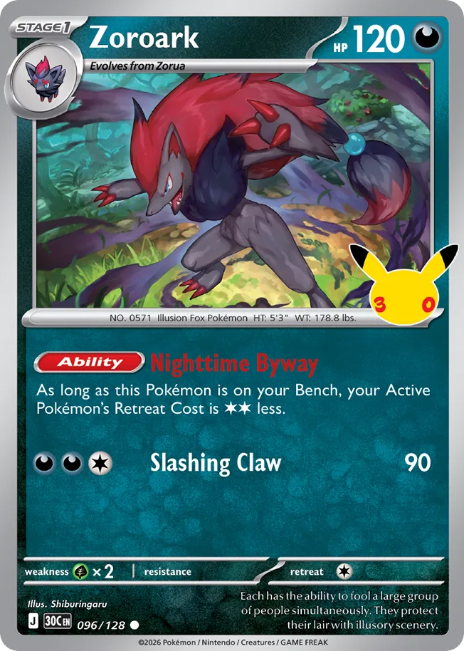 Zoroark 96/128 — 30th Celebration Pokémon card