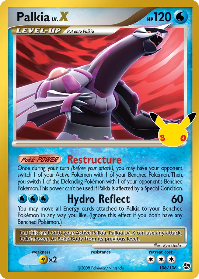 Palkia LV.X CC106-GE/128 — 30th Celebration Pokémon card
