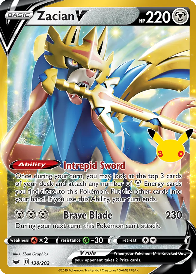 Zacian V CC138/128 — 30th Celebration Pokémon card
