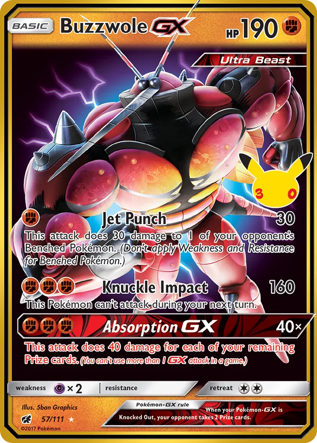 Buzzwole-GX CC57/128 — 30th Celebration Pokémon card