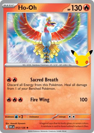 Ho-Oh 12/128 — 30th Celebration Pokémon card