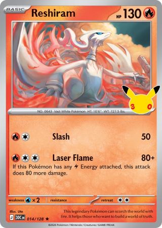 Reshiram 14/128 — 30th Celebration Pokémon card