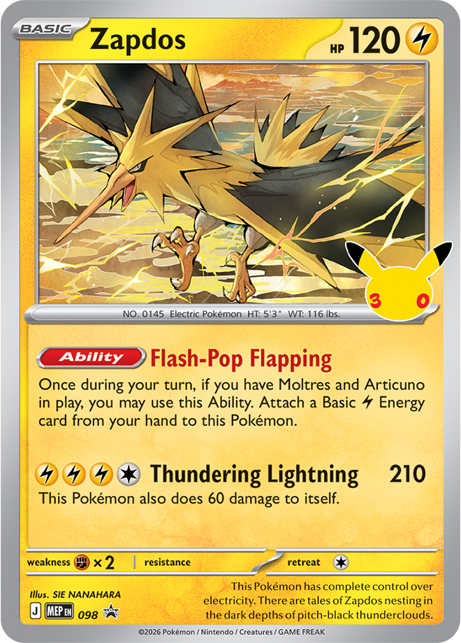 Zapdos 098/110 — MEP Black Star Promos Pokémon card