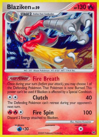 Blaziken 3/127 — Platinum Pokémon card