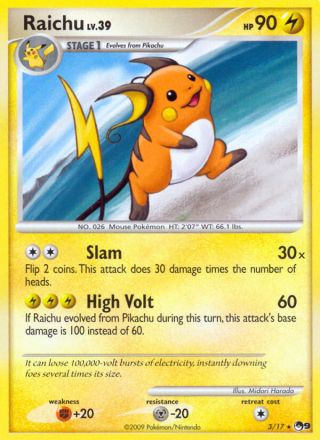 Raichu 3/17 — POP Series 9 Pokémon card