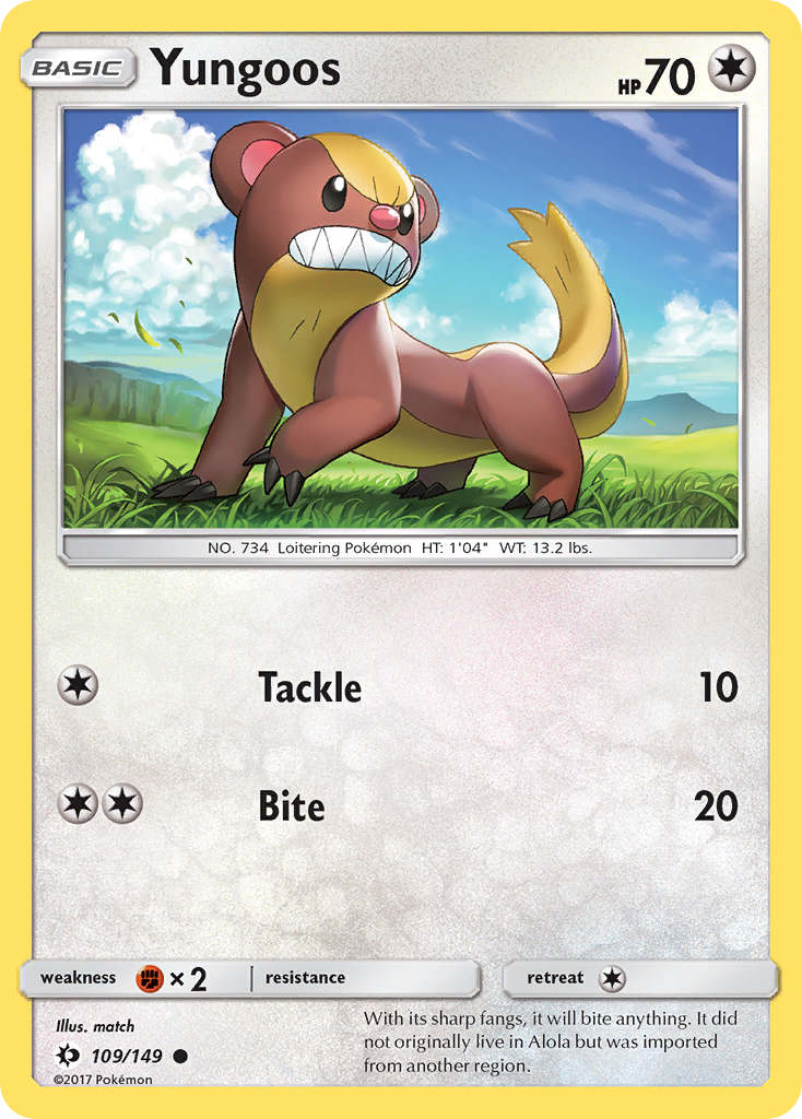 Yungoos 109/149 — Sun & Moon Pokémon card