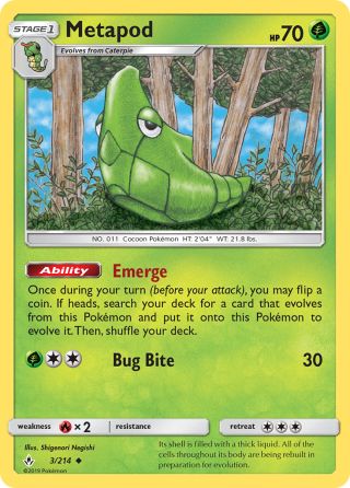 Metapod 3/214 — Unbroken Bonds Pokémon card