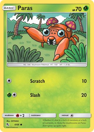 Paras 4/68 — Hidden Fates Pokémon card