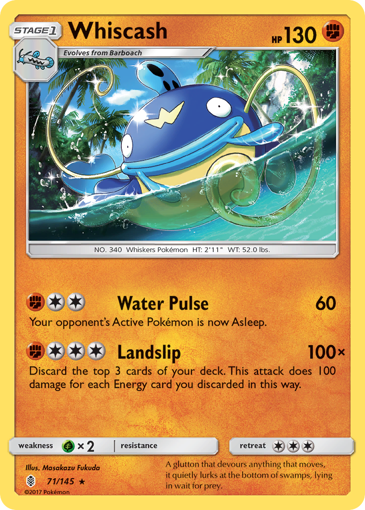 Whiscash 71/145 — Guardians Rising Pokémon card