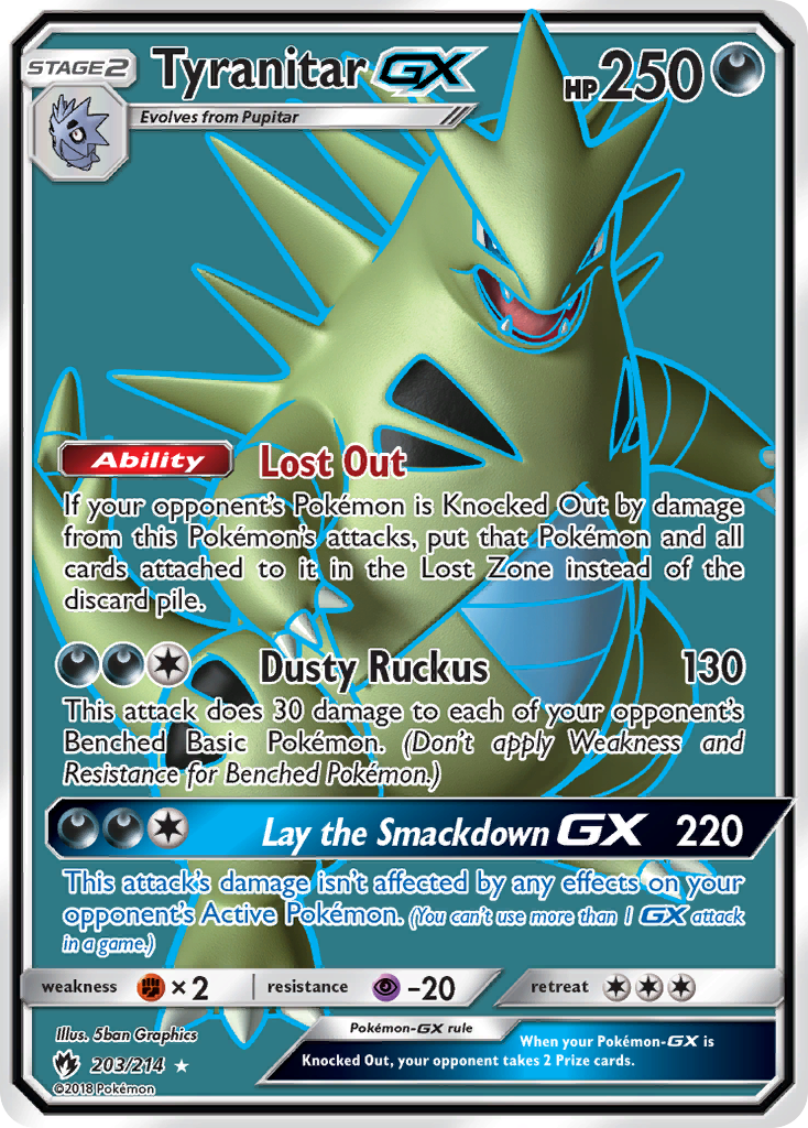 Tyranitar-GX 203/214 — Lost Thunder Pokémon card