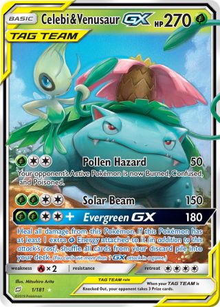 Celebi & Venusaur-GX 1/181 — Team Up Pokémon card