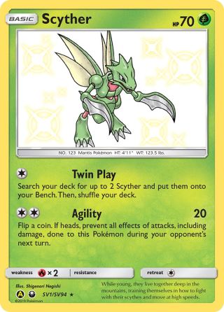 Scyther SV1/94 — Hidden Fates Shiny Vault Pokémon card