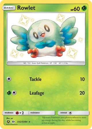 Rowlet SV2/94 — Hidden Fates Shiny Vault Pokémon card