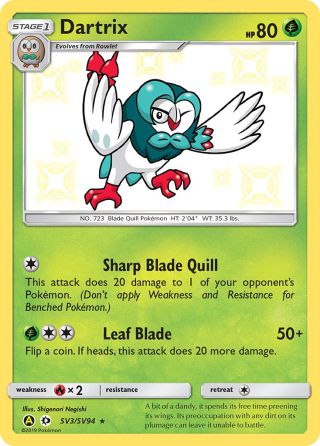 Dartrix SV3/94 — Hidden Fates Shiny Vault Pokémon card