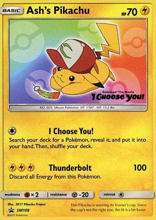Ash's Pikachu SM108/248 — SM Black Star Promos Pokémon card
