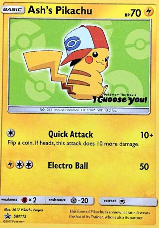 Ash's Pikachu SM112/248 — SM Black Star Promos Pokémon card