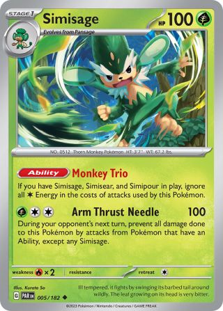 Simisage 5/182 — Paradox Rift Pokémon card