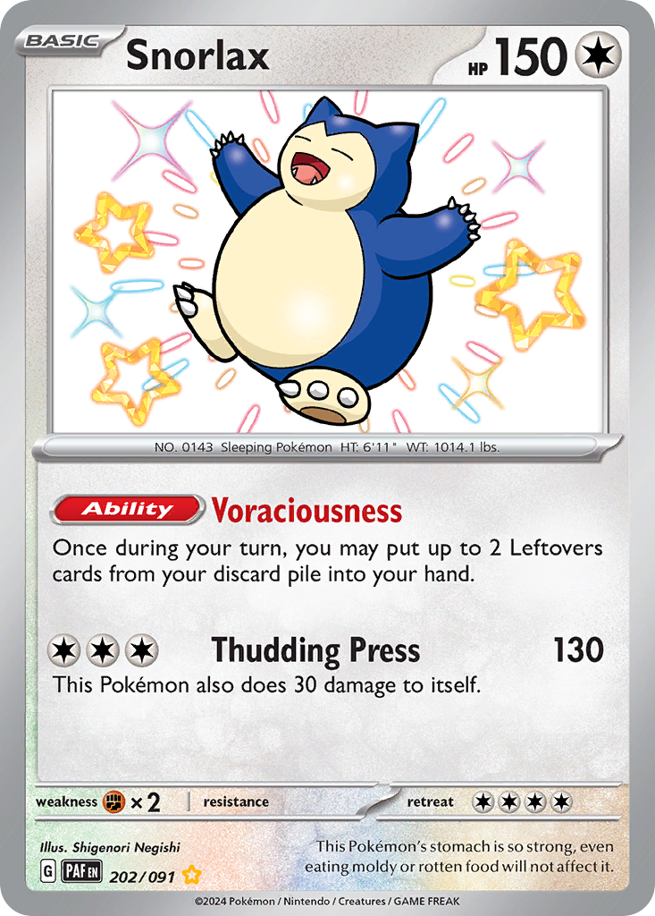 Snorlax 202/91 — Paldean Fates Pokémon card