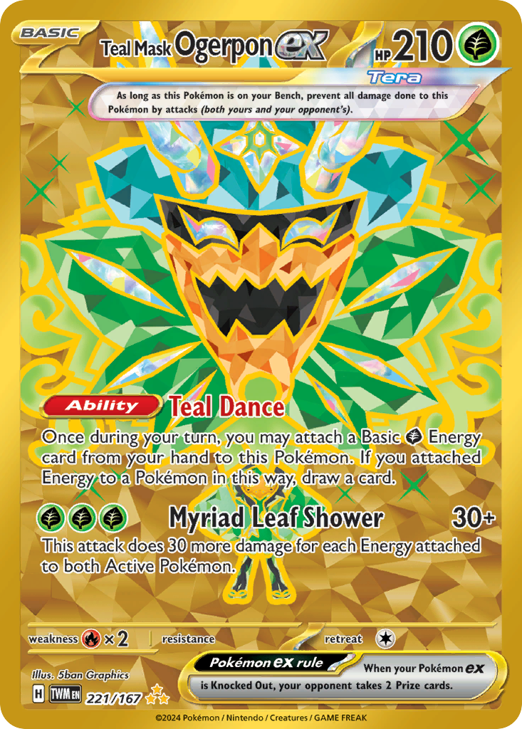 Teal Mask Ogerpon ex 221/167 — Twilight Masquerade Pokémon card