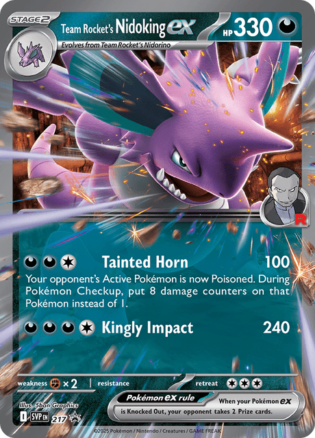 Team Rocket's Nidoking ex 217/225 — Scarlet & Violet Black Star Promos Pokémon card