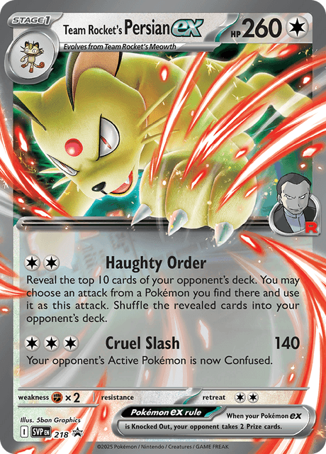 Team Rocket's Persian ex 218/225 — Scarlet & Violet Black Star Promos Pokémon card