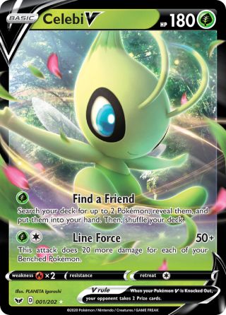 Celebi V 1/202 — Sword & Shield Pokémon card
