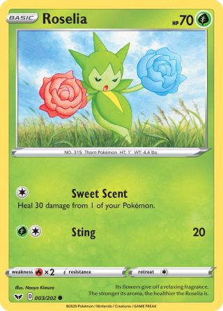 Roselia 3/202 — Sword & Shield Pokémon card