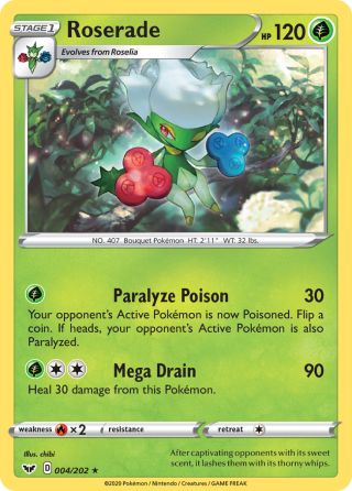 Roserade 4/202 — Sword & Shield Pokémon card