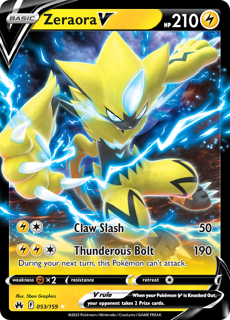 Zeraora V 53/159 — Crown Zenith Pokémon card