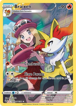 Braixen TG01/30 — Silver Tempest Trainer Gallery Pokémon card