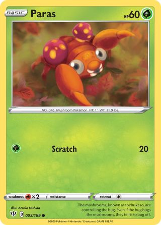 Paras 3/189 — Darkness Ablaze Pokémon card