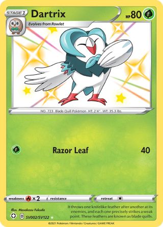 Dartrix SV002/122 — Shining Fates Shiny Vault Pokémon card