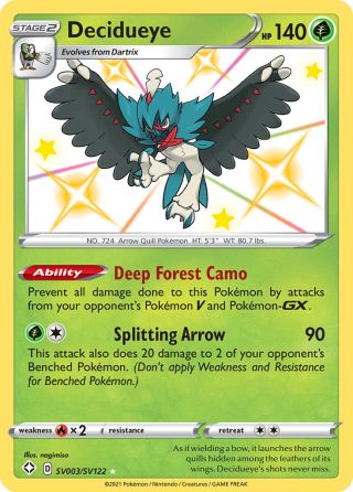 Decidueye SV003/122 — Shining Fates Shiny Vault Pokémon card